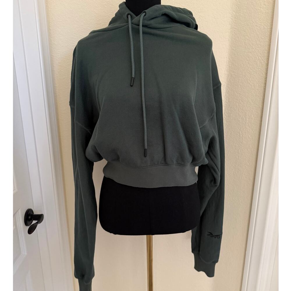Reebok x Victoria Beckham Cropped Knit Pullover Hoodie Green M